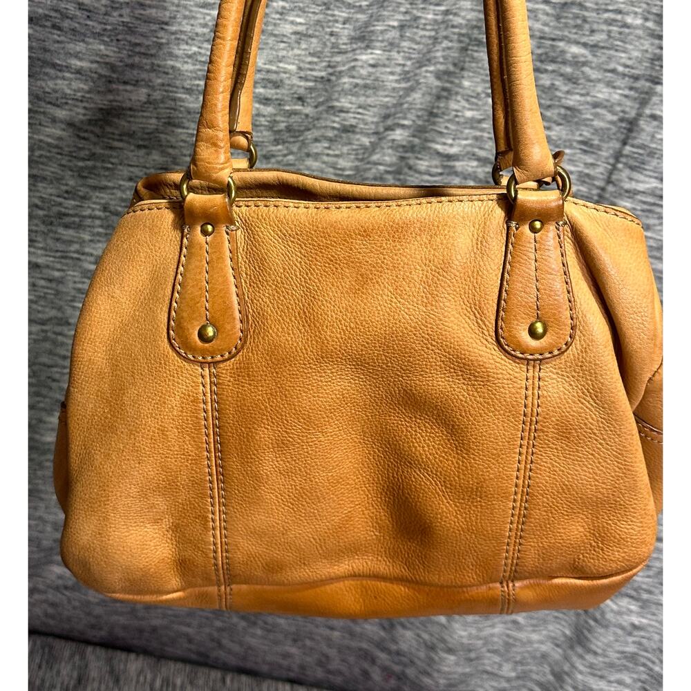 Fossil Camel Brown Leather Satchel Shoulder Bag Vintage Boho Everyday Purse - Picture 3 of 14